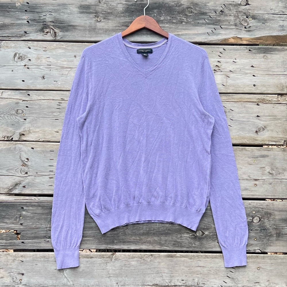M Banana Republic Silk Linen Blend Lavender V-Neck Thin Knit Sweater